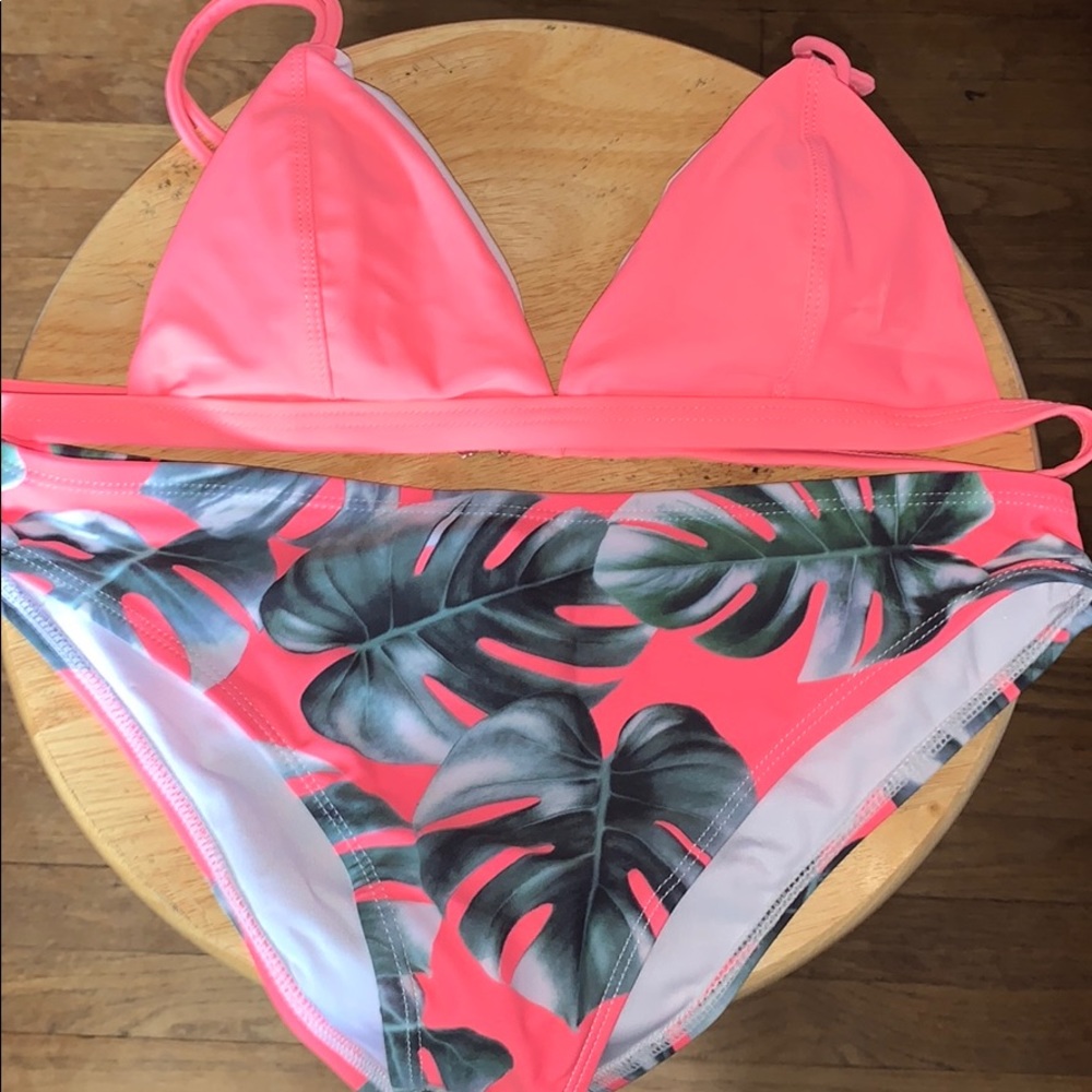 Pink palm tree cheeky bathing suit